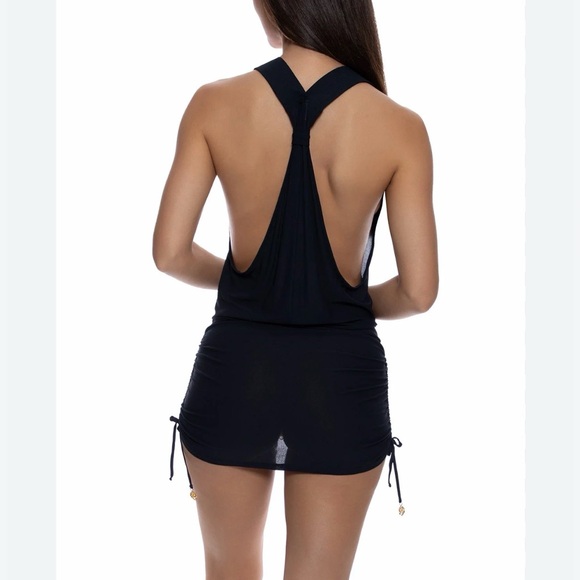 Luli Fama T-back Black V-Neck Mini Swim Cover-Up - Picture 2 of 10